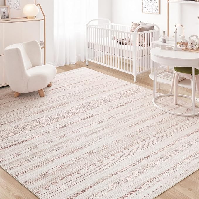 8x10 Pink Area Rugs for Living Room Machine Washable Rug Distressed Girls by Tchdio
