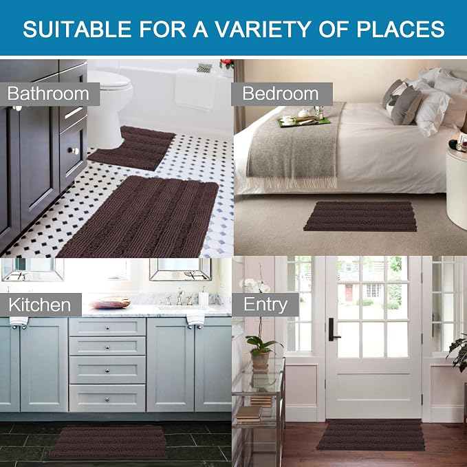H.VERSAILTEX Bathroom Rugs Bath Rug Set 2 Piece Bathroom Contour Rug Toilet Mat - Image 6