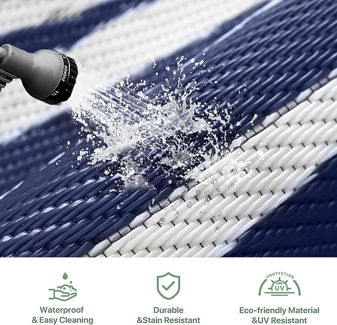 GENIMO Outdoor Rug Waterproof for Patio Decor, Camping Mats for Outdoor - Image 5
