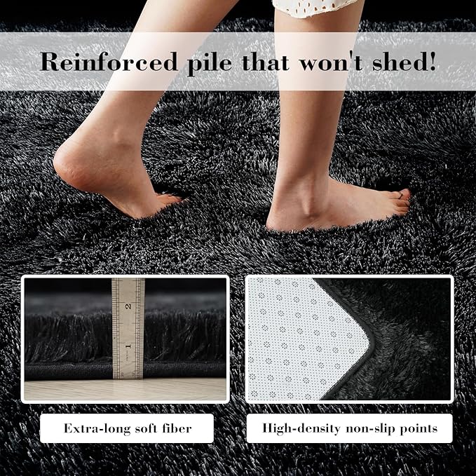 Fluffy Rug Shag Area Rug, Small Bedside Rug, Soft Fluffy Shag Entryway Throw - Image 6