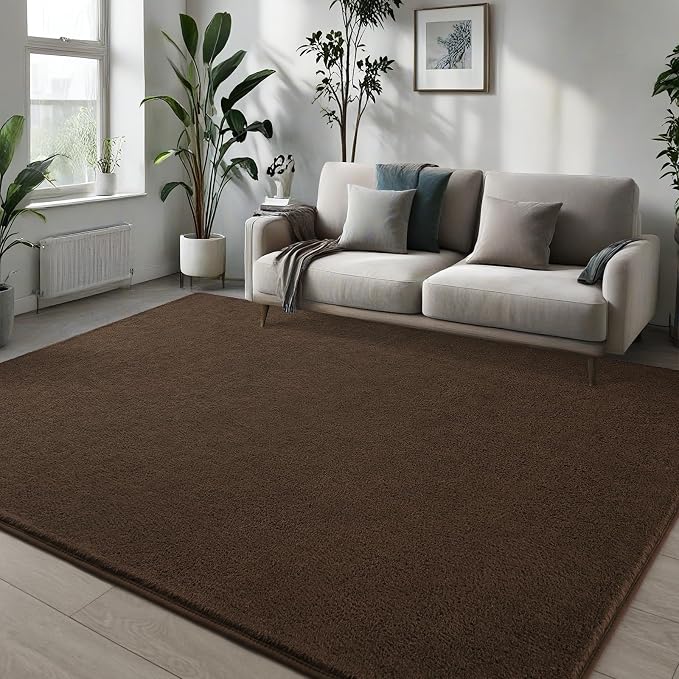 Pettop 6x9 ft Brown Area Rugs for Bedroom Living Room, Washable Memory Foam - Image 3