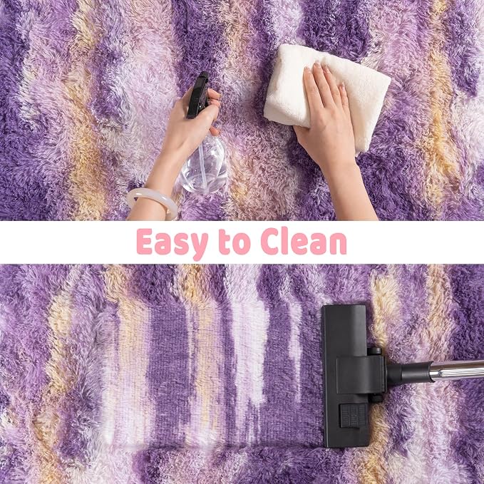 Shag Rugs for Living Room 5x7, Ultra Soft Abstract Purple Big Fuzzy Rugs for - Image 7