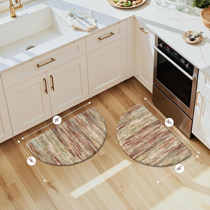 KIMODE Kitchen Mats Cushioned Anti Fatigue, Half Moon Abstract Kitchen Rugs - Image 2