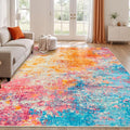 Rugflix 10x14 Area Rugs for Living Room, Washable Colorful Rainbow Rug by RugflixAreaRugs