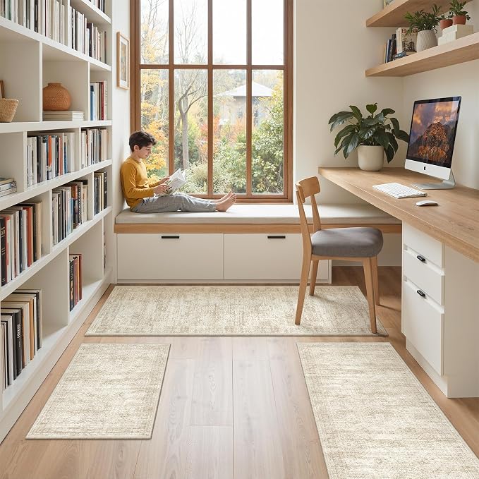 Washable Kitchen Rugs Sets of 3 Piece, Hallway Runner Rug Non-Slip - Image 3