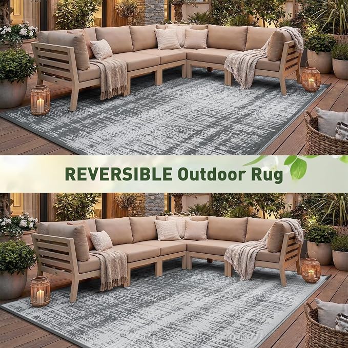 MontVoo Outdoor Rug Waterproof 8x10 ft Outdoor Carpet Patio Rug Mat Reversible - Image 9
