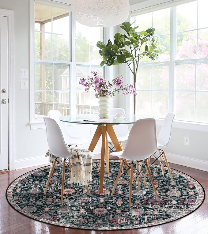 Lahome Moroccan Trellis Washable Round Area Rug, Soft Round Rugs 6ft Ultra-Thin - Image 6