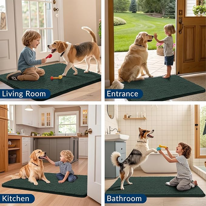 Smiry Dog Door Mat for Muddy Paws 47x32, Absorbent Dirt Trapper, Non-Slip - Image 7