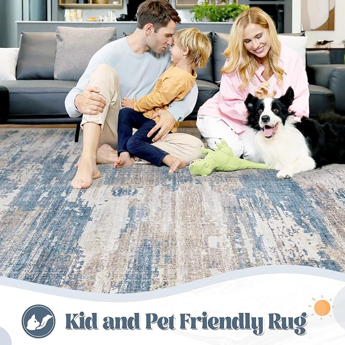 XLUEZ 5x7 Area Rugs for Living Room, Washable Modern Abstract Large Area Rug - Image 3