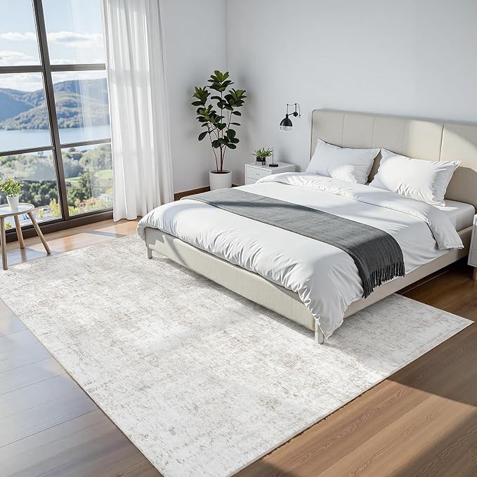 Area Rug 5x7 Living Room Rug Washable: No-Slip Abstract Soft Thin Large Light - Image 4