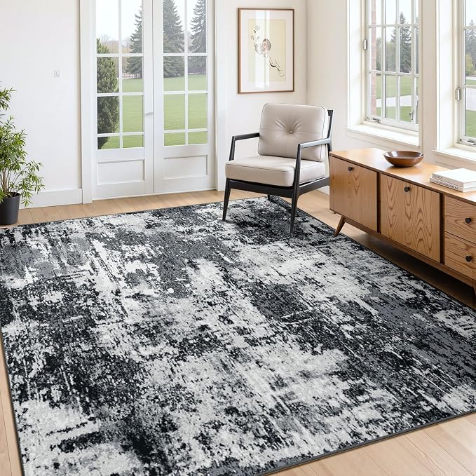 RELEANY Washable Area Rugs 4'x5' Non-Slip Modern Abstract Soft by RELEANY