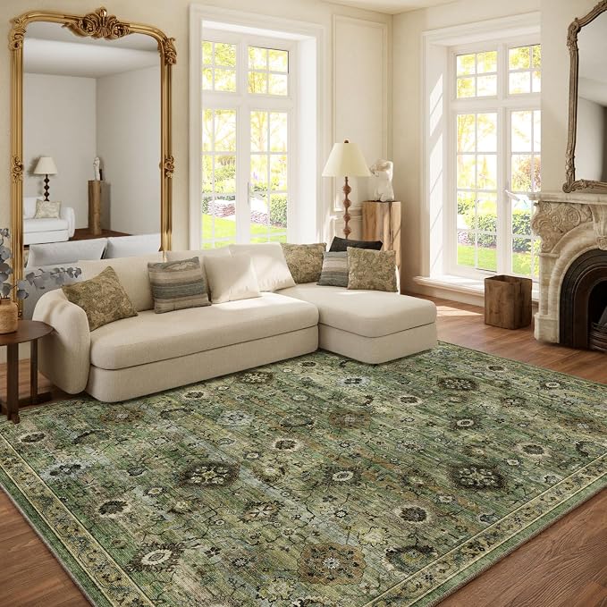 Washable Area Rugs for Living Room: 6x9 Rug Boho Vintage Rugs Stain Resistant by palohom