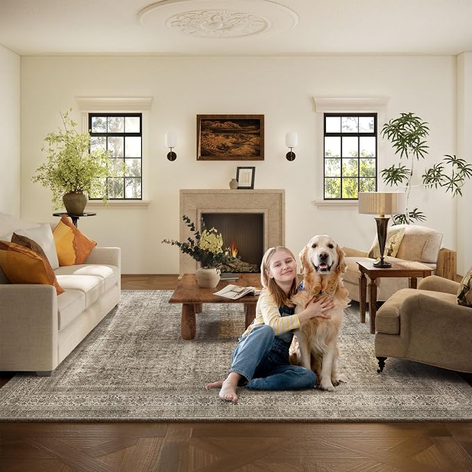 Washable Area Rugs for Living Room: 8x10 Bedroom Rug Boho Vintage Area Rug - Image 6