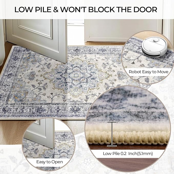 CAPALOCA Machine Washable Rugs Nursery Rug Sq8ft Cute Girl Non Slip Low Pile - Image 5