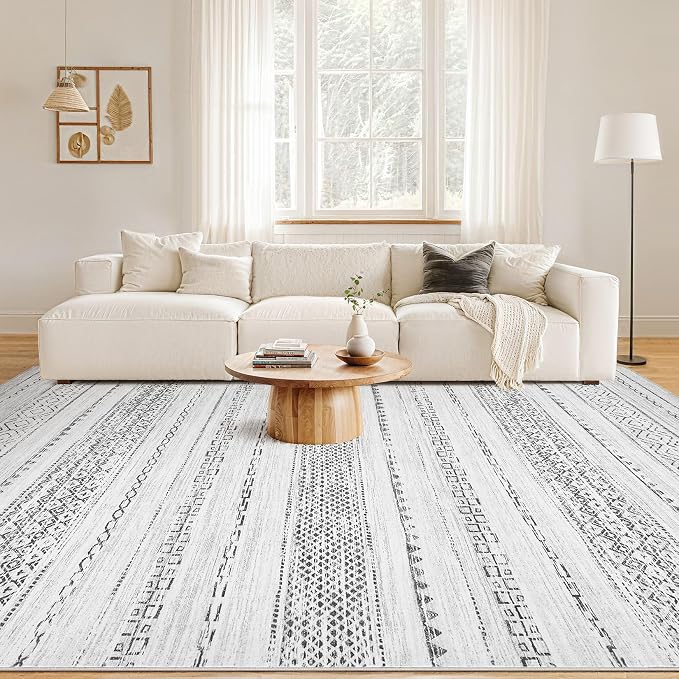 Nakagishi 10x12 Area Rug Living Room: Washable Boho Large Neutral Modern Soft - Image 4