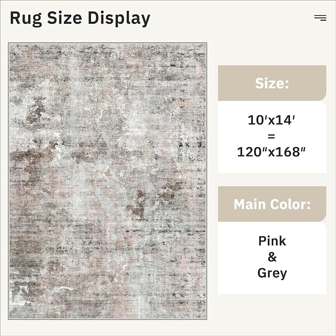 Soalmost 10x14 Area Rugs for Living Room, Non Slip Machine Washable Vintage Rugs - Image 5