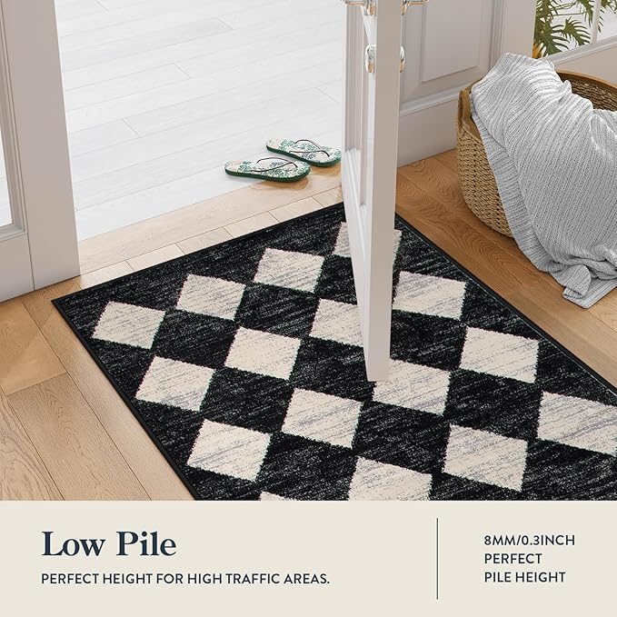 Lahome Zelie Washable Kitchen Runner Rug, 2x7 Black and White Hallway Bathroom - Image 5