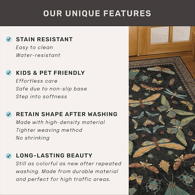 Dark 6x8 Insect Area Rug for Living Room - Image 7