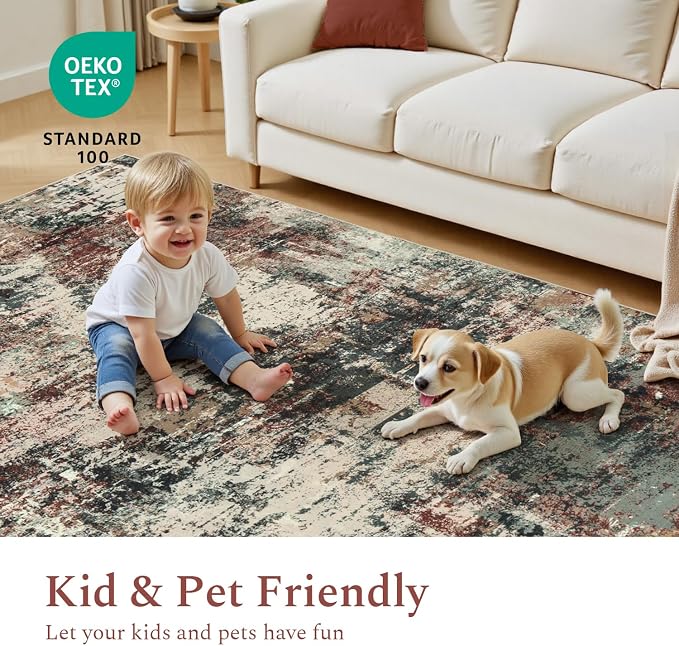 Rugflix 8x10 Area Rugs for Living Room, Washable Large Rug Stain-Resistant Low - Image 6