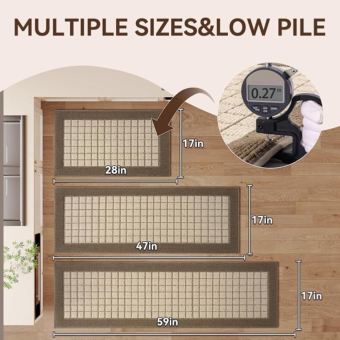Kitchen Mats for Floor 17"x47", Non-Slip Washable Kitchen Rugs, Absorbent and - Image 2