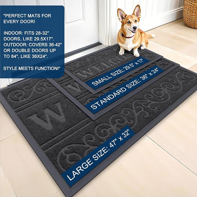 OLANLY Welcome Door Mat Indoor Outdoor Entrance, Heavy Duty Sturdy Front Door - Image 3