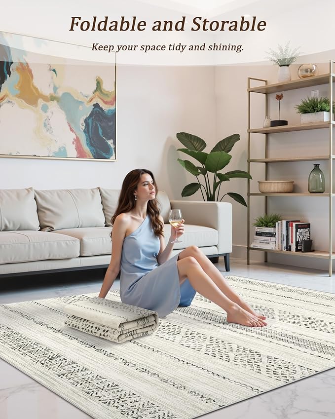 Miukiki 2x3 Entryway Rug Moroccan Washable Non Slip Indoor Floor Thin Rug - Image 5