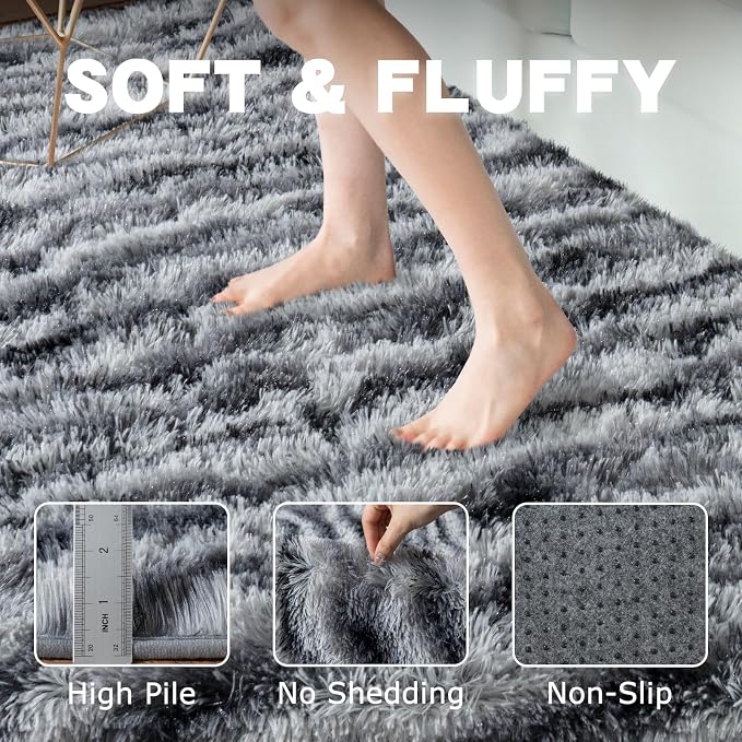 Fluffy Rugs for Living Room, 6x9 Ft Zebra Black and White Area Rug, Soft Large - Image 5