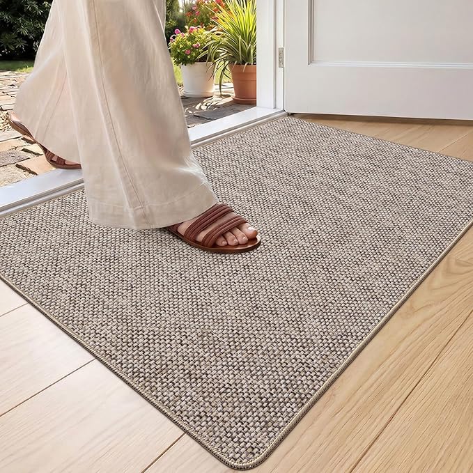 Color&Geometry Ultra Thin Indoor Door Mat 24"x36", Non Slip Rubber Backed Dirt by COLORG