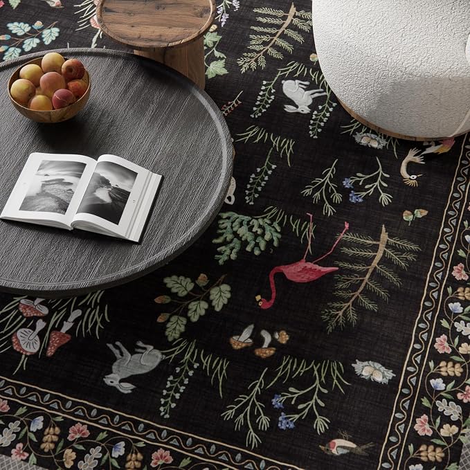 9x12 Area Rugs for Living Room: Washable Bedroom Rug Vintage Stain Resistant - Image 3