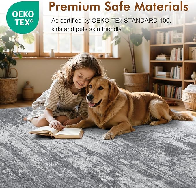 6x9 Ft Area Rugs for Living Room, Soft Non-Slip Washable Rugs Modern Abstract - Image 4