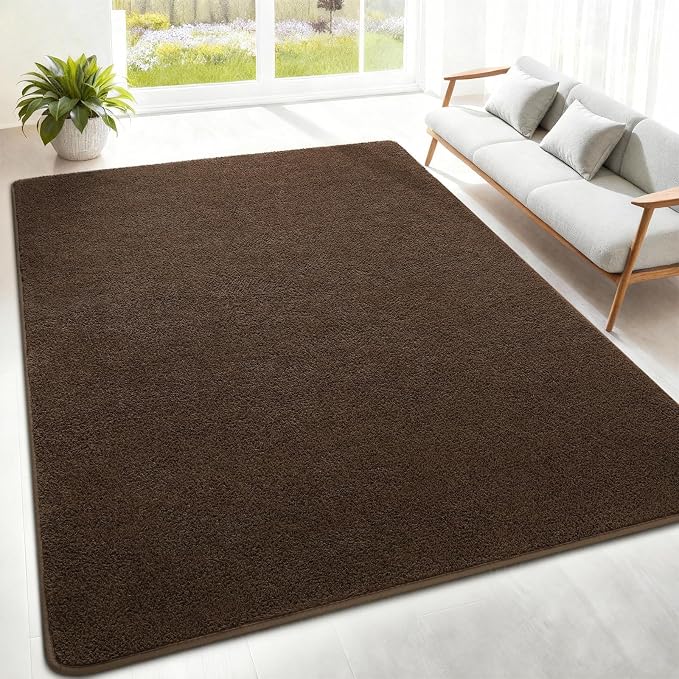 4x6 Feet Brown Area Rugs for Bedroom, Indoor Washable Memory Foam Rug for - Image 3