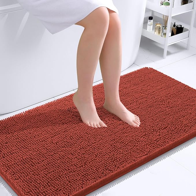 OLANLY Large Bathroom Rugs 40x24, Soft Absorbent Chenille Bath Rugs, Rubber by OLANLY