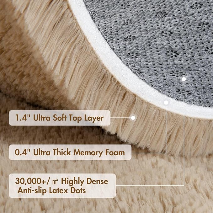 4x6 Ft Shag Beige Rugs for Bedroom Living Room, Ultra Soft Fluffy Furry Area - Image 9