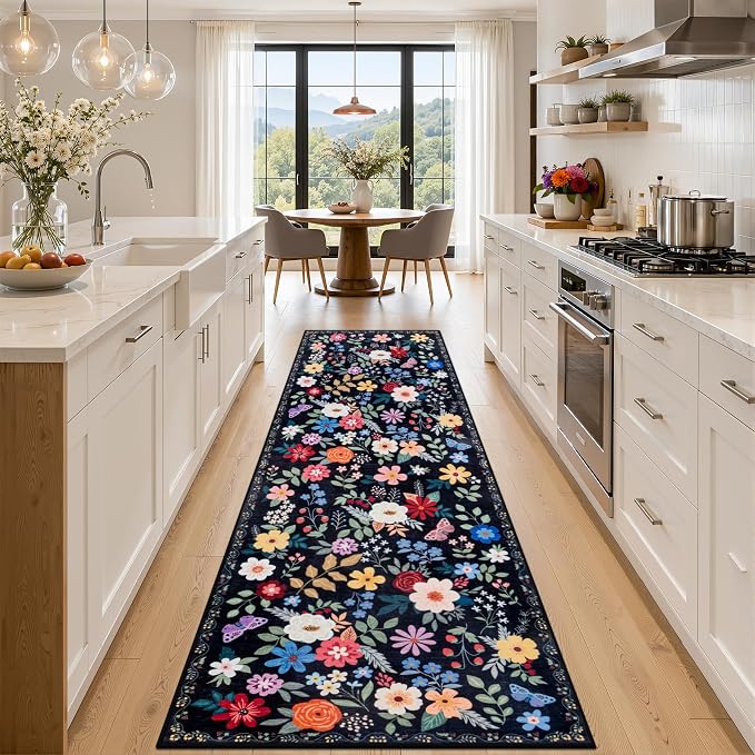 Runner Rug for Entryway: 3x10 Kitchen Rugs Non Slip Washable Ultra-Thin Soft by PLHXFRSoftAreaRugs