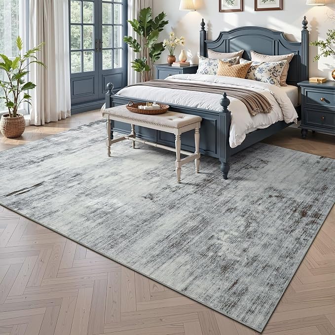 Toneed Abstract Area Rug 9x12 Modern Washable Rug Soft Non Slip Rug Low Pile - Image 2