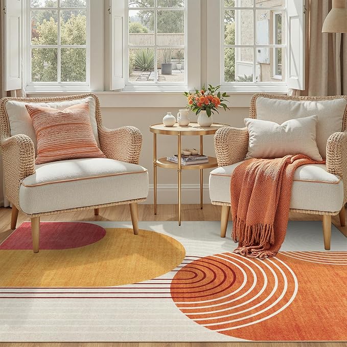 DCX Abstract Machine Washable 6x9 Rug, Mid Century Modern Rug - Image 6