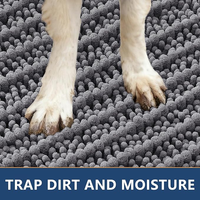 Smiry Dog Door Mat for Muddy Paws 48x30, Absorbent Dirt Trapper, Non-Slip - Image 4