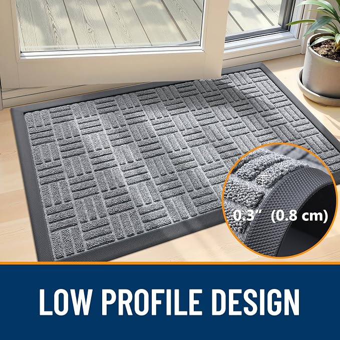 OLANLY Front Door Mat Outside Entrance 47x23, Heavy Duty Sturdy Natural Rubber - Image 4