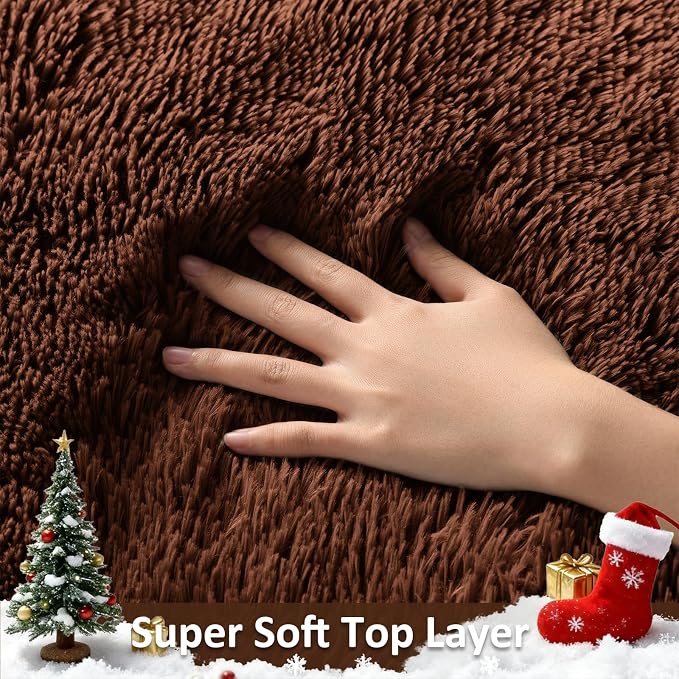 Ophanie 8x10 Brown Area Rugs for Living Room, Large Shag Bedroom Carpet - Image 2