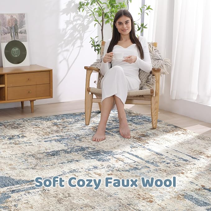 8x10 Area Rugs Washable Rug: Large Abstract Modern Soft Stain Resistant Indoor - Image 3