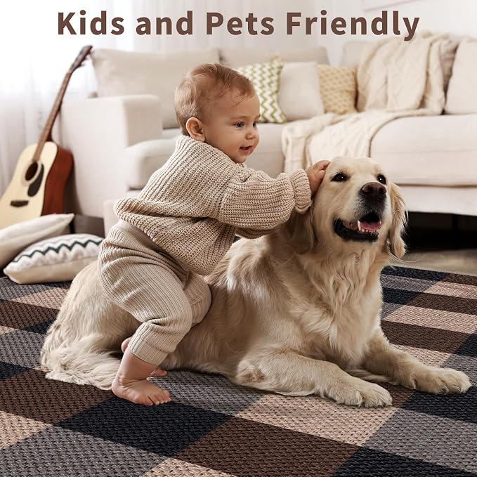 Tangsoo Checkered Easy Jute Rug 5x7 Large Washable Area Rug - Image 6