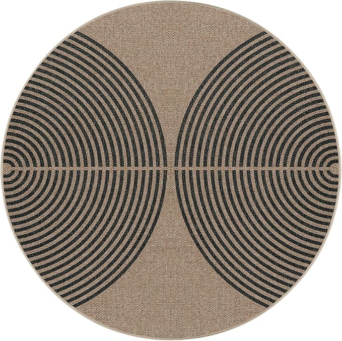 Lahome Enfys Modern Rainbow Round Rug, 3ft Small Washable Circle Carpet Natural - Image 7