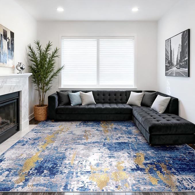 RELEANY Washable Area Rugs 10'x14' Non-Slip Modern Abstract Soft - Image 2