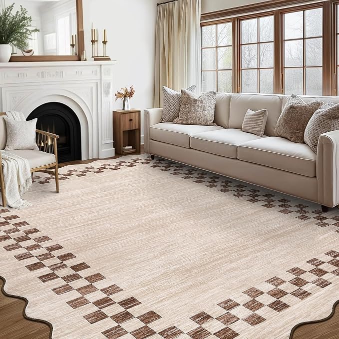 GarveeHome 10x13 Area Rug Large Living Room Scalloped Rug Non Slip Low Pile - Image 7
