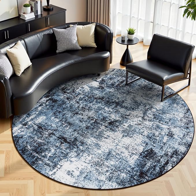 Rugflix Round Area Rugs 6Ft for Living Room, Washable Circle Rug by RugflixAreaRugs