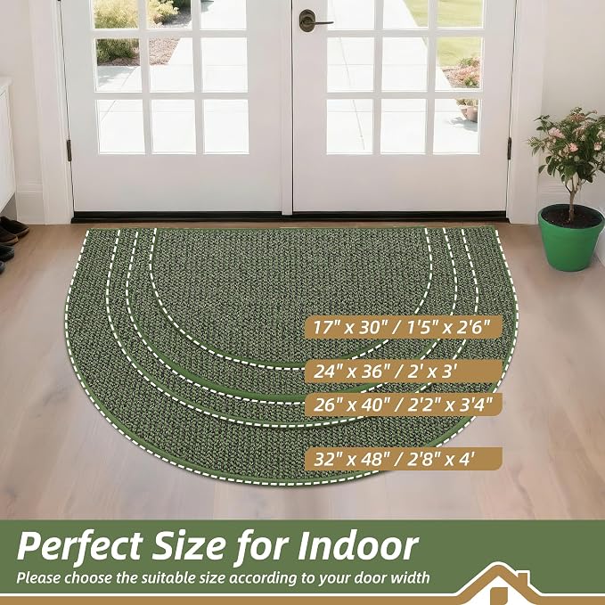 BEQHAUSE Dirt Trapper Door Mat 24" x 36" Half Circle Non-Slip Washable Doormats - Image 2
