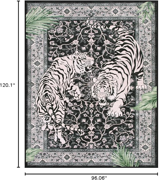 Moynesa Tiger 8x10 Area Rug, Washable Boho Rugs - Image 2