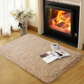 qulint 2x3 Rug for Bedroom, Tan Fluffy Area Rug for Nursery Soft Shag Small by QULINT