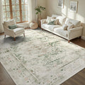 DCX 9x12 Green Rug, Machine Washable Stain Resistant Distressed Vintage Rug by DCXWashableRug