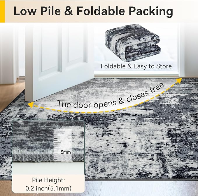 RELEANY Washable Area Rugs 6'x9' Non-Slip Modern Abstract Soft - Image 5